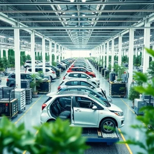 Conceptual image of an Audi production facility