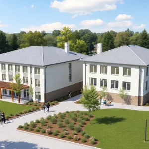 Rendering of the new dormitory complex at Baylor School