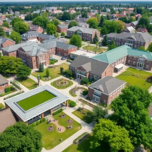 A collage of private K-12 school environments in Chattanooga, showing students engaged in various activities.