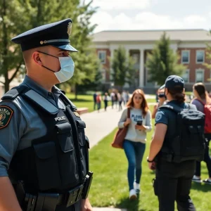Police officers responding to a report at UTC