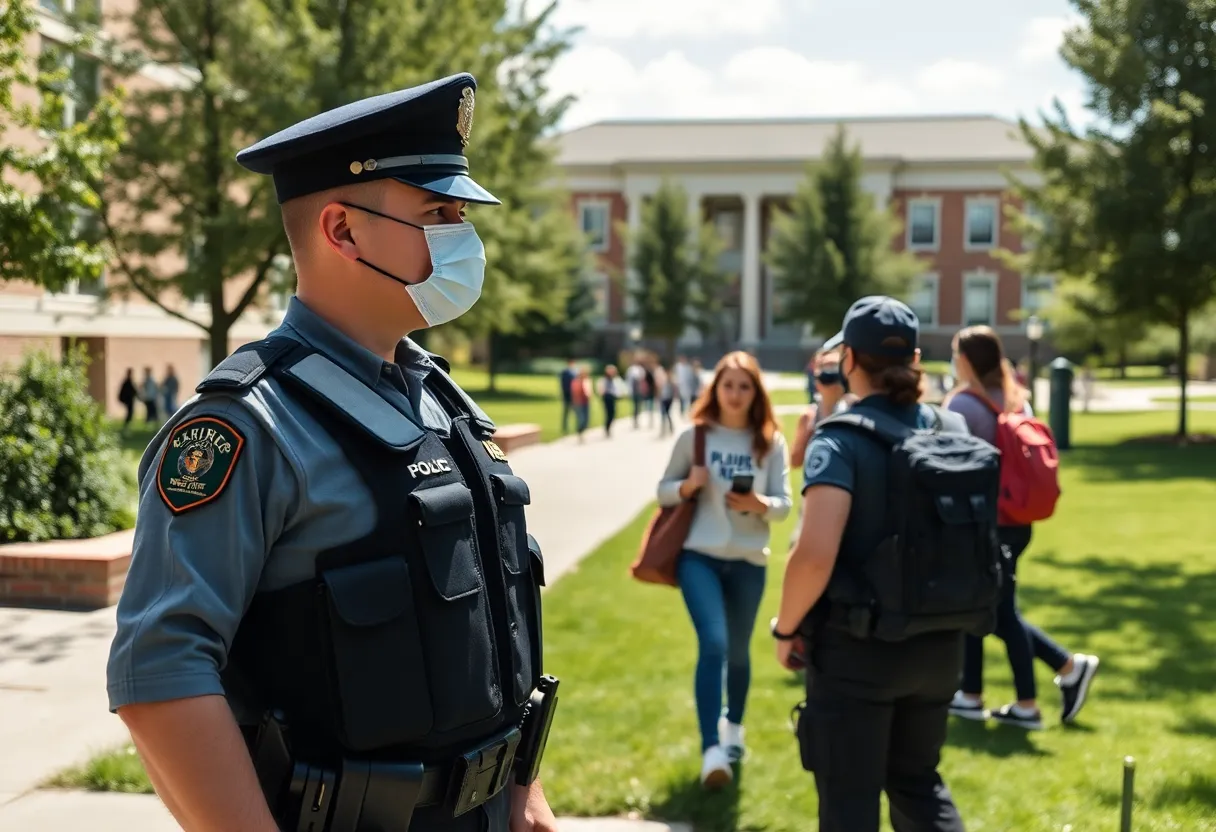 Police officers responding to a report at UTC