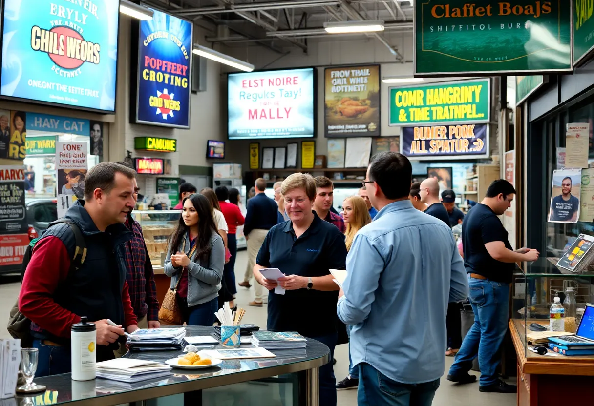 Chattanooga local businesses utilizing advertising strategies in a lively setting.