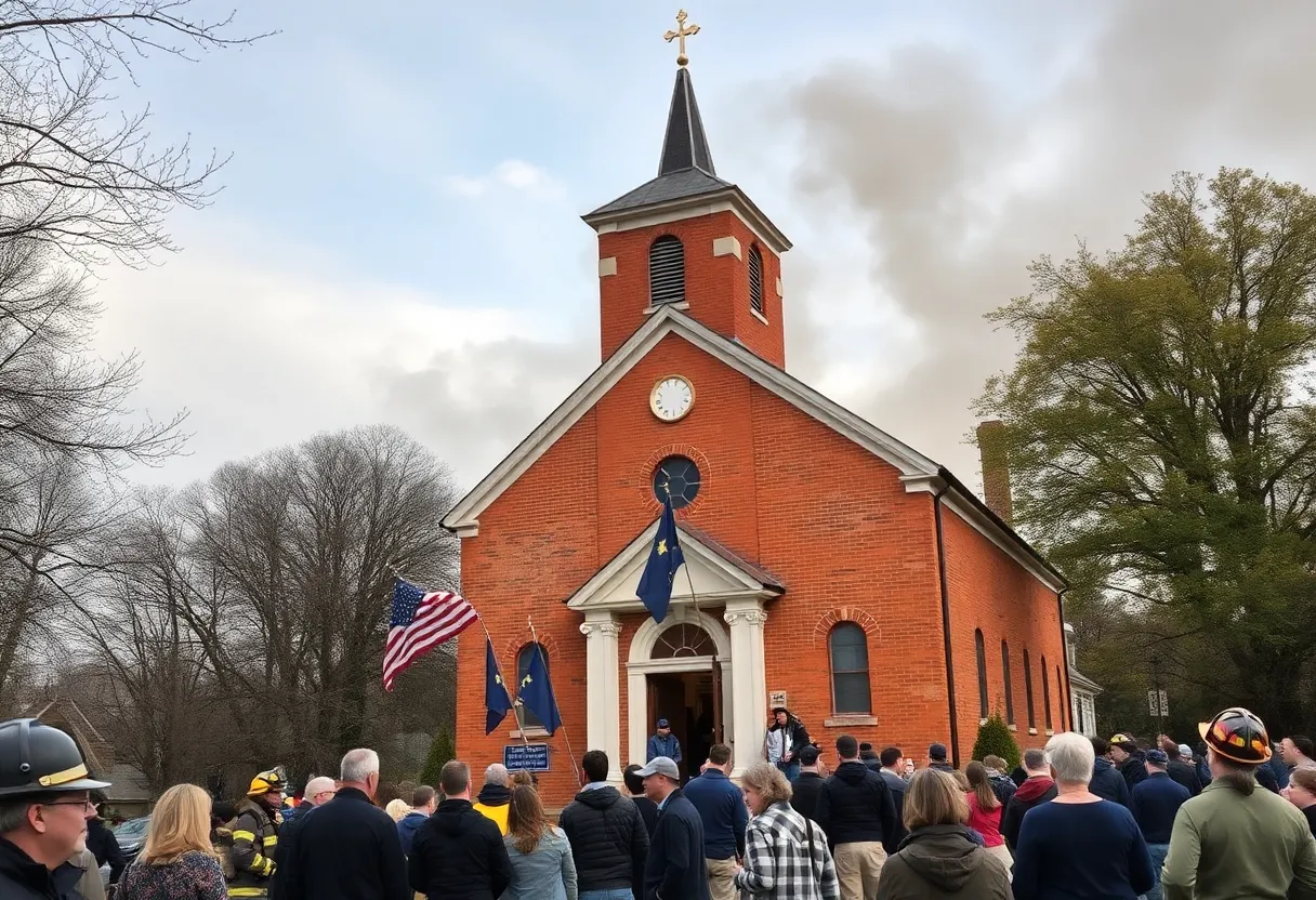 Firefighters responding to a church fire in Chattanooga