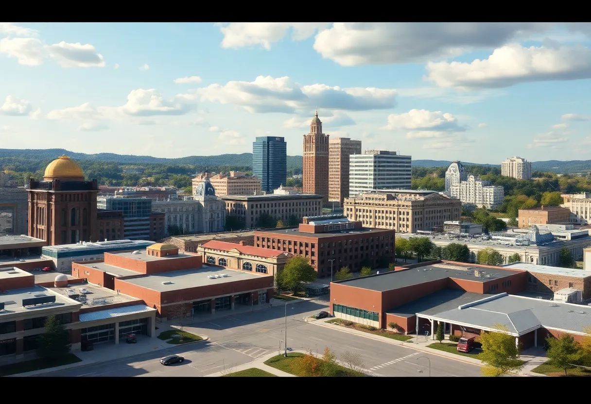 A scenic view of Chattanooga showing community infrastructure and public safety facilities.