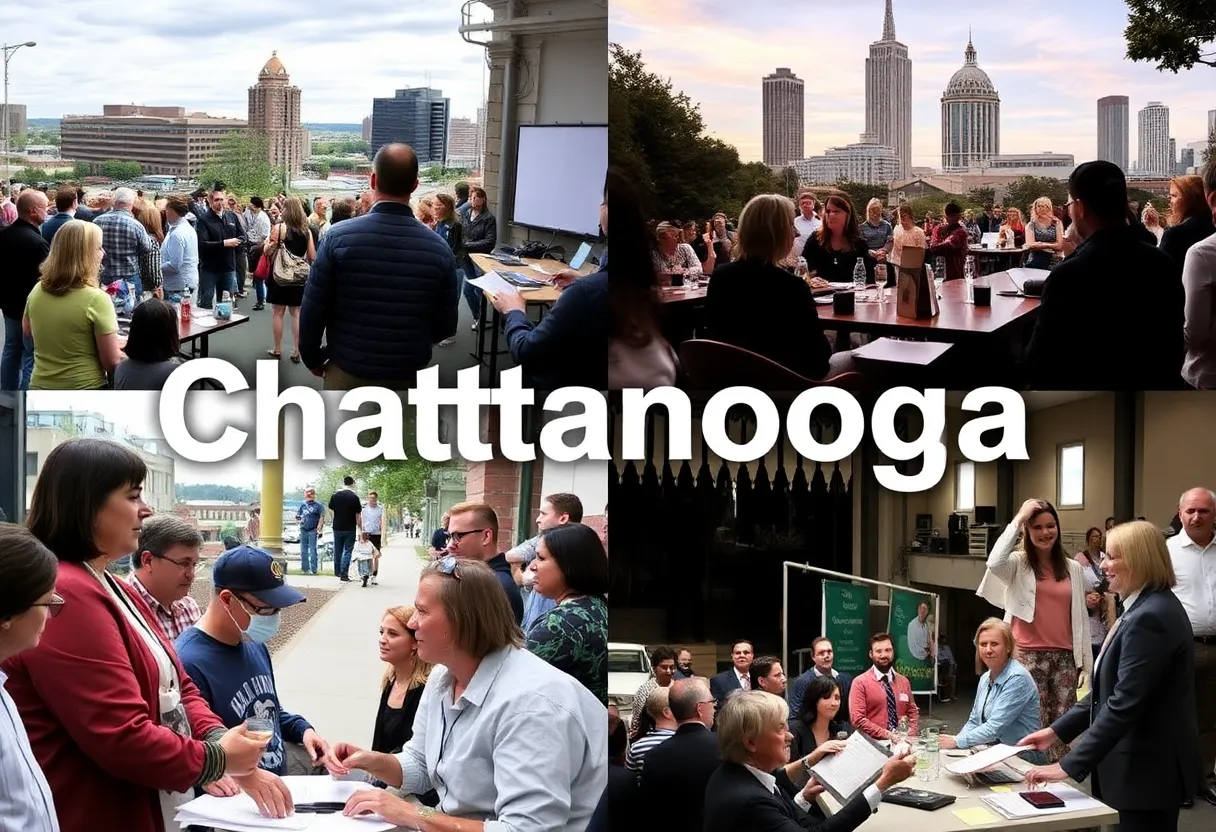 Collage of Chattanooga city scenes depicting community engagement and local events