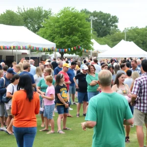 Crowd enjoying a community festival in Chattanooga with various activities.