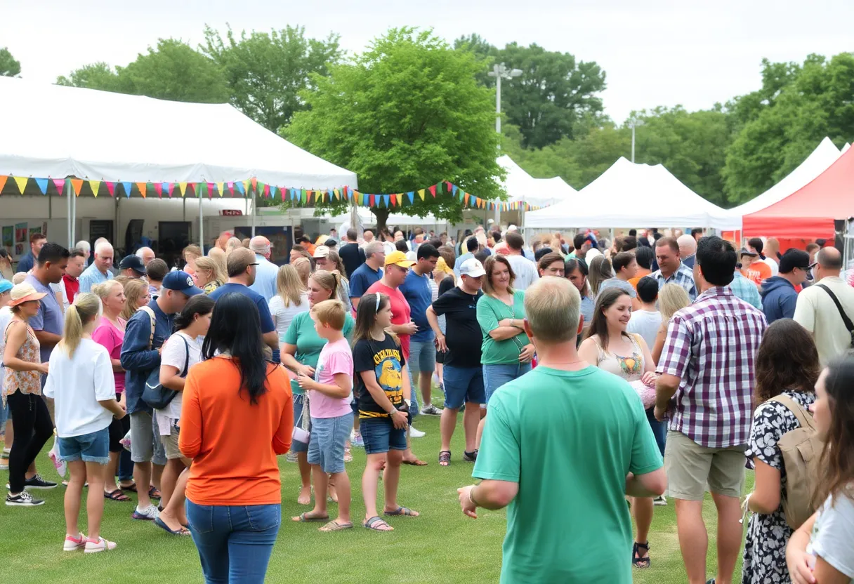 Crowd enjoying a community festival in Chattanooga with various activities.