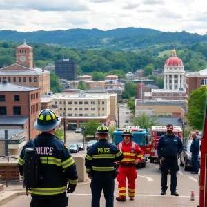 Chattanooga scene depicting community services and first responders in action.