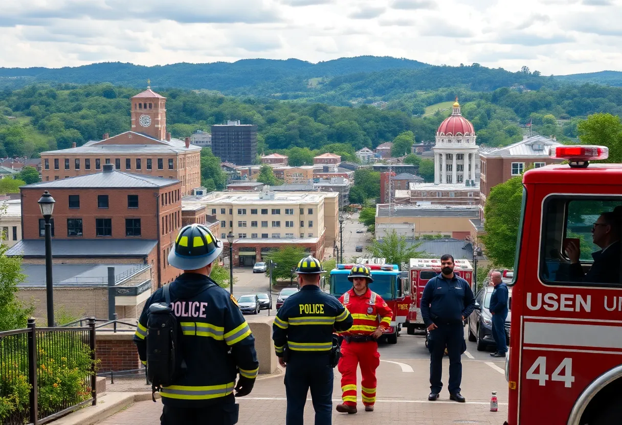 Chattanooga scene depicting community services and first responders in action.