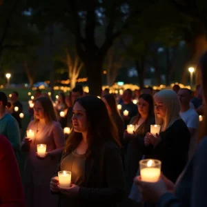 Community members holding candles at a vigil in Chattanooga