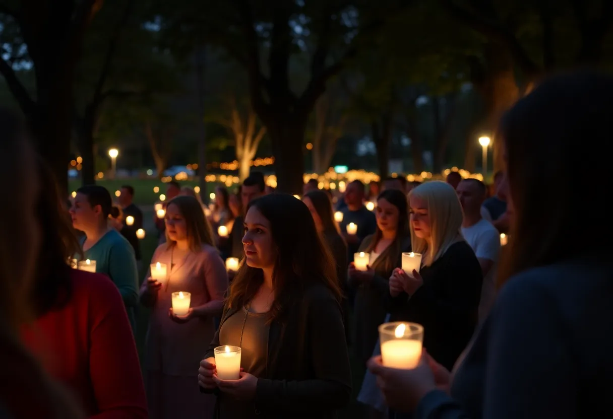Community members holding candles at a vigil in Chattanooga