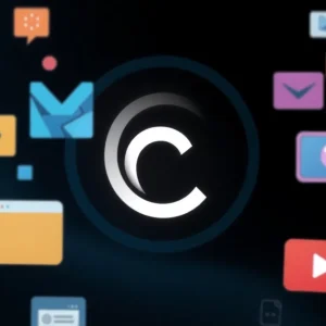 Symbol representing copyright protection for media content