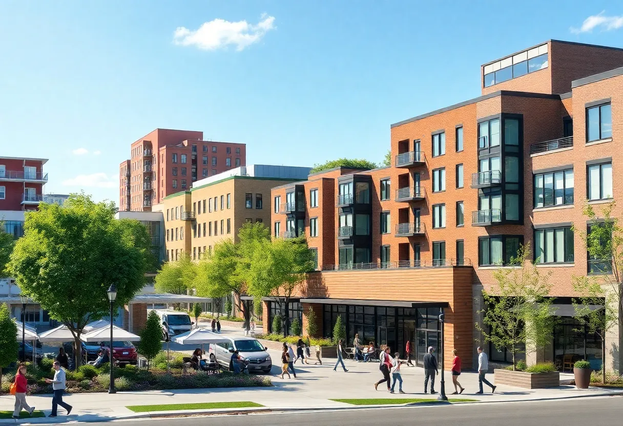 Urban development in East Chattanooga with new homes and commercial spaces