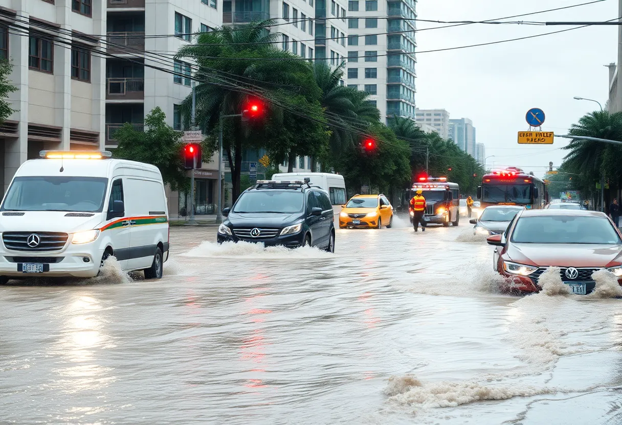 Emergency responders assisting in flooding rescue operations in Chattanooga