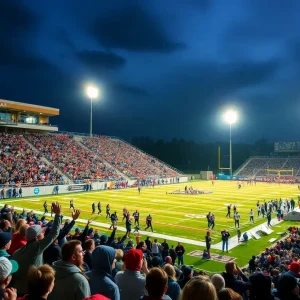 Enthusiastic crowd at a high school football game in Chattanooga