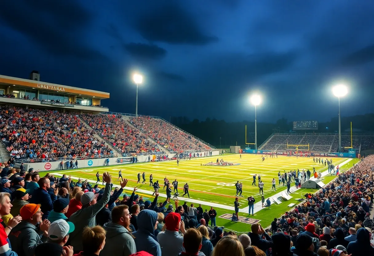 Enthusiastic crowd at a high school football game in Chattanooga