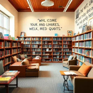 Children's library filled with books and cozy reading spaces