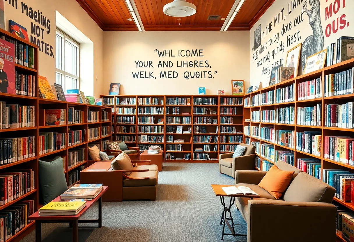 Children's library filled with books and cozy reading spaces