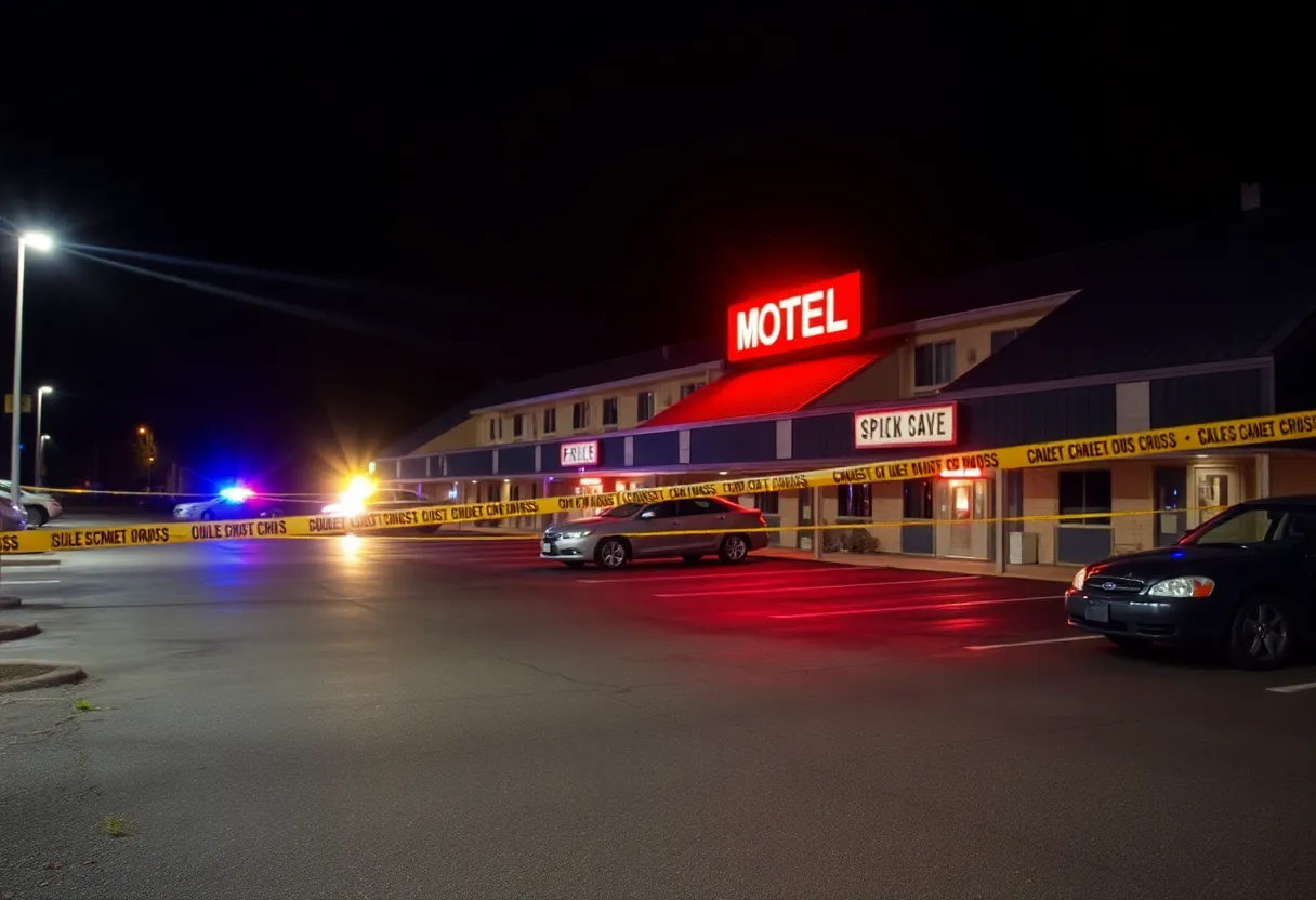 Motel parking lot marked as a crime scene in Chattanooga