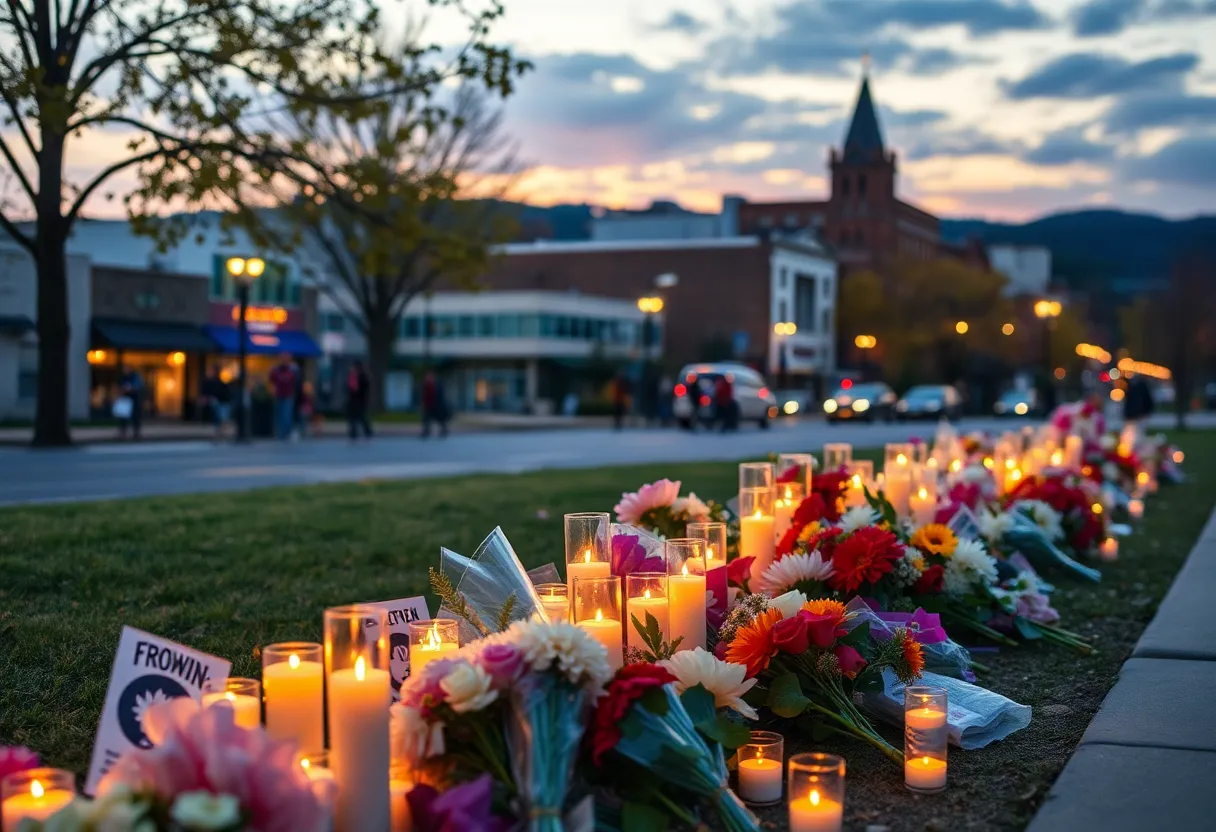 Memorial setup in Chattanooga, Tennessee for a beloved community member