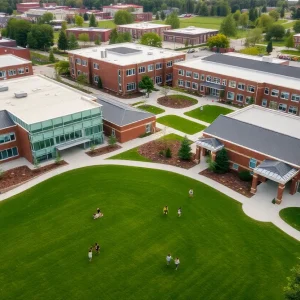 Aerial view of Chattanooga private K-12 school campus