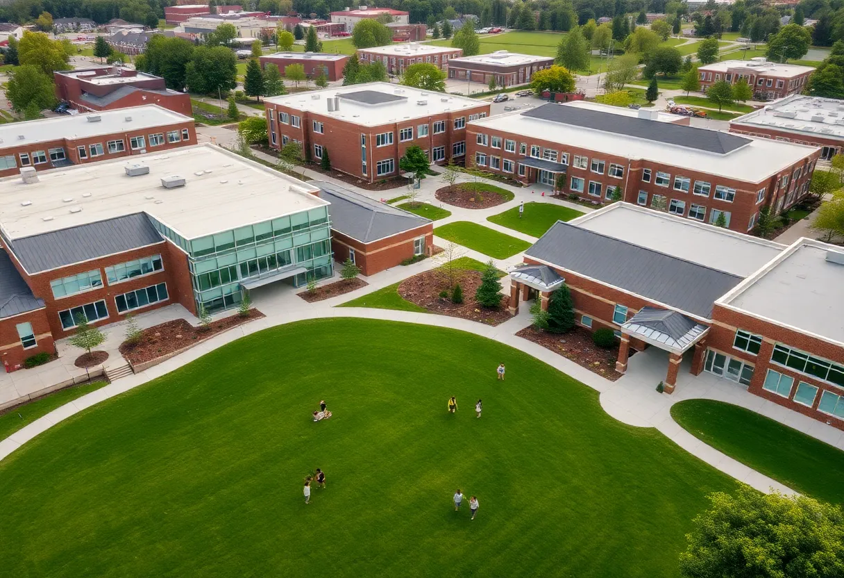 Aerial view of Chattanooga private K-12 school campus