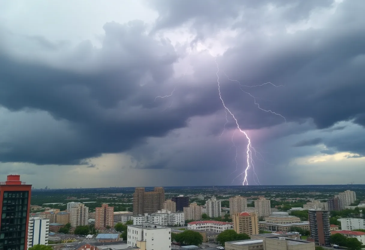 Storms affecting Chattanooga with dark clouds and flooding
