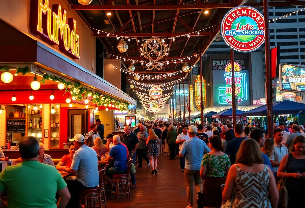 Visitors enjoying Chattanooga attractions and dining.