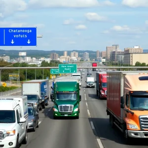 Traffic congestion at I-75/I-24 interchange in Chattanooga