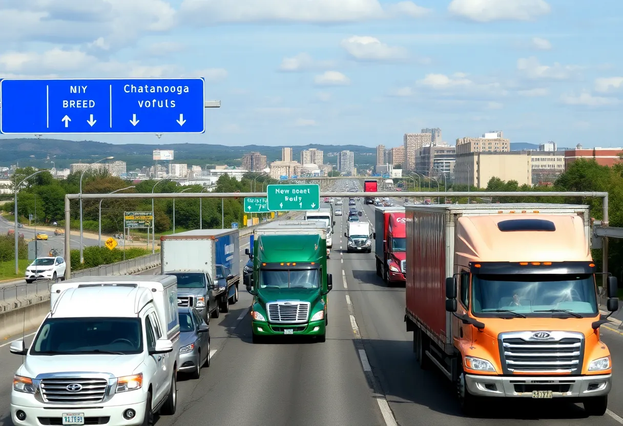 Traffic congestion at I-75/I-24 interchange in Chattanooga