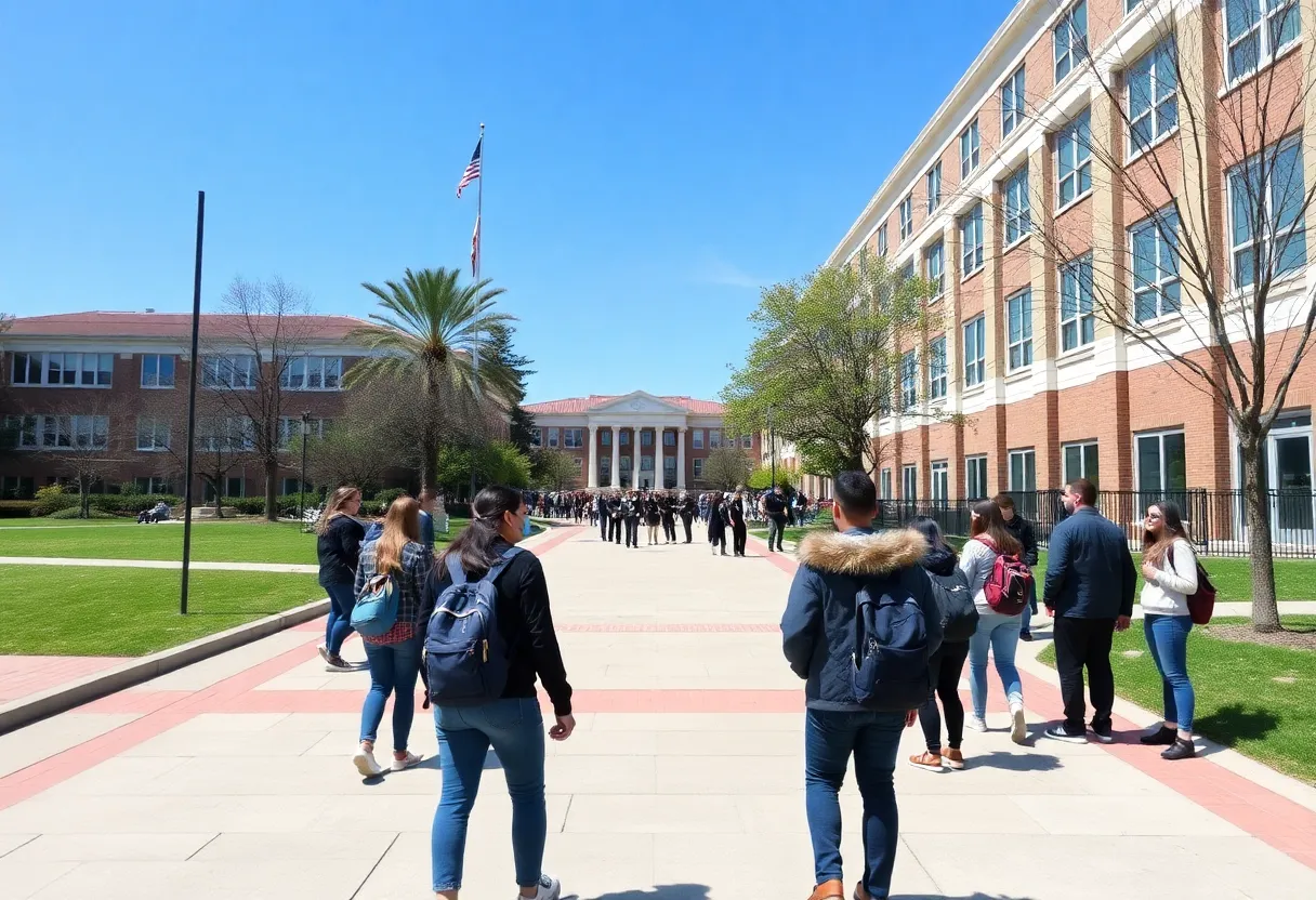 Students gathered outside UTC during an emergency situation
