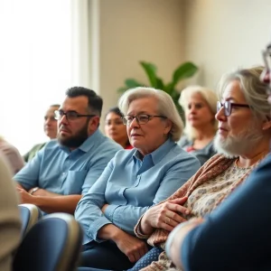 Residents discussing campaign financing issues at a community meeting
