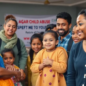 Community gathering focusing on child protection and safety awareness
