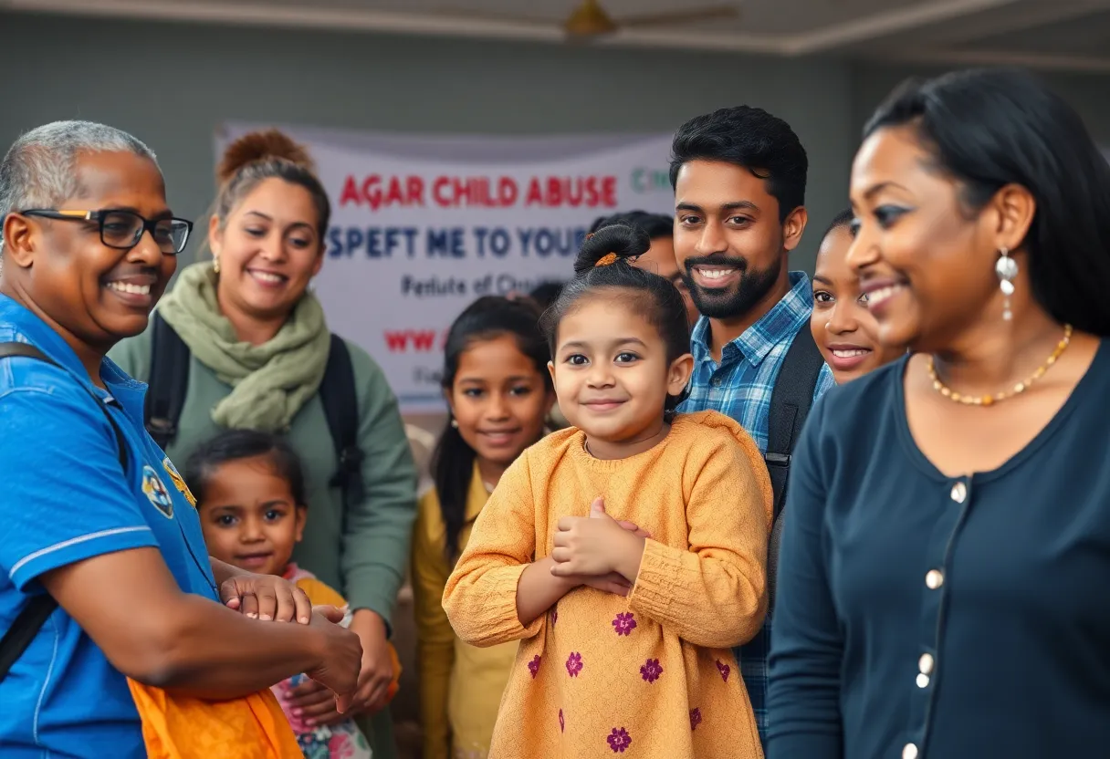 Community gathering focusing on child protection and safety awareness