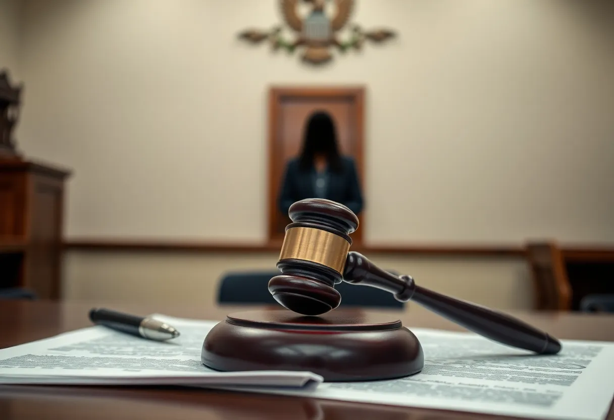 Inside a courtroom during a hearing