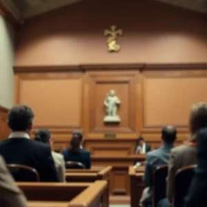 Conceptual representation of courtroom justice and survivor challenges