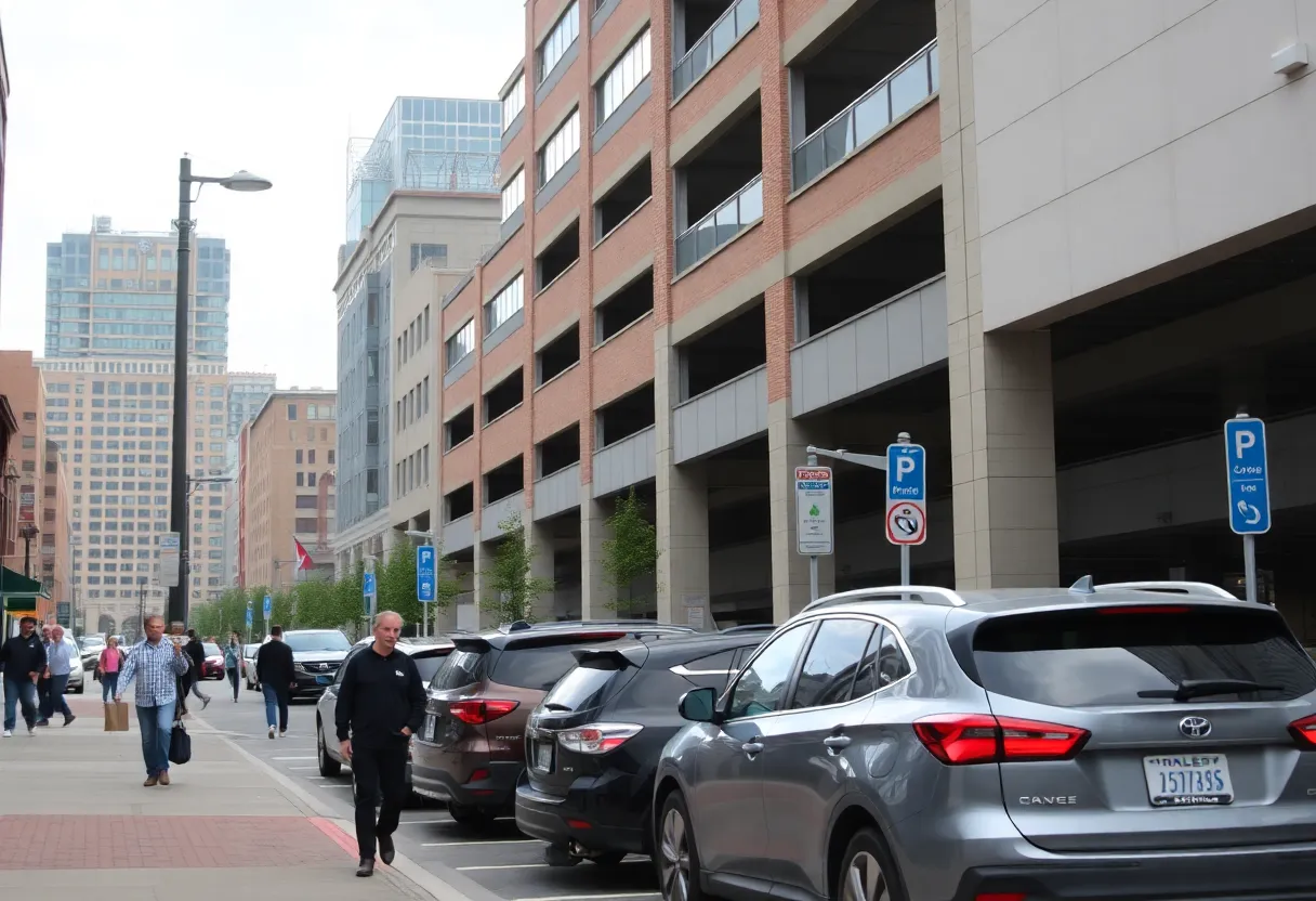 View of parking options in downtown Chattanooga