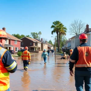 Emergency responders assisting residents impacted by floods in East Ridge.