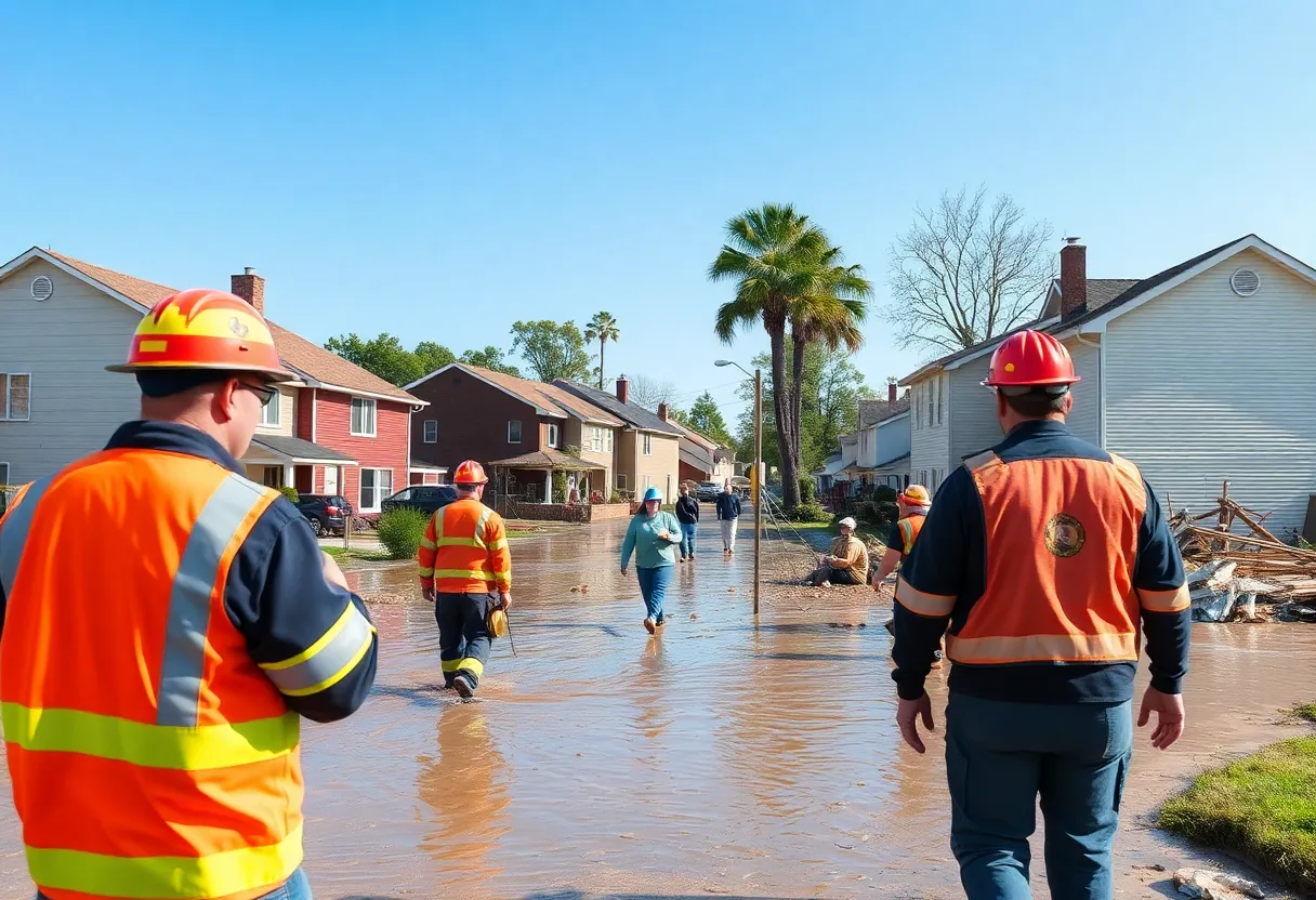 Emergency responders assisting residents impacted by floods in East Ridge.