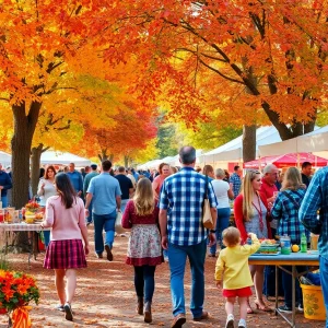 Families enjoying fall festivals in Chattanooga with arts and crafts.