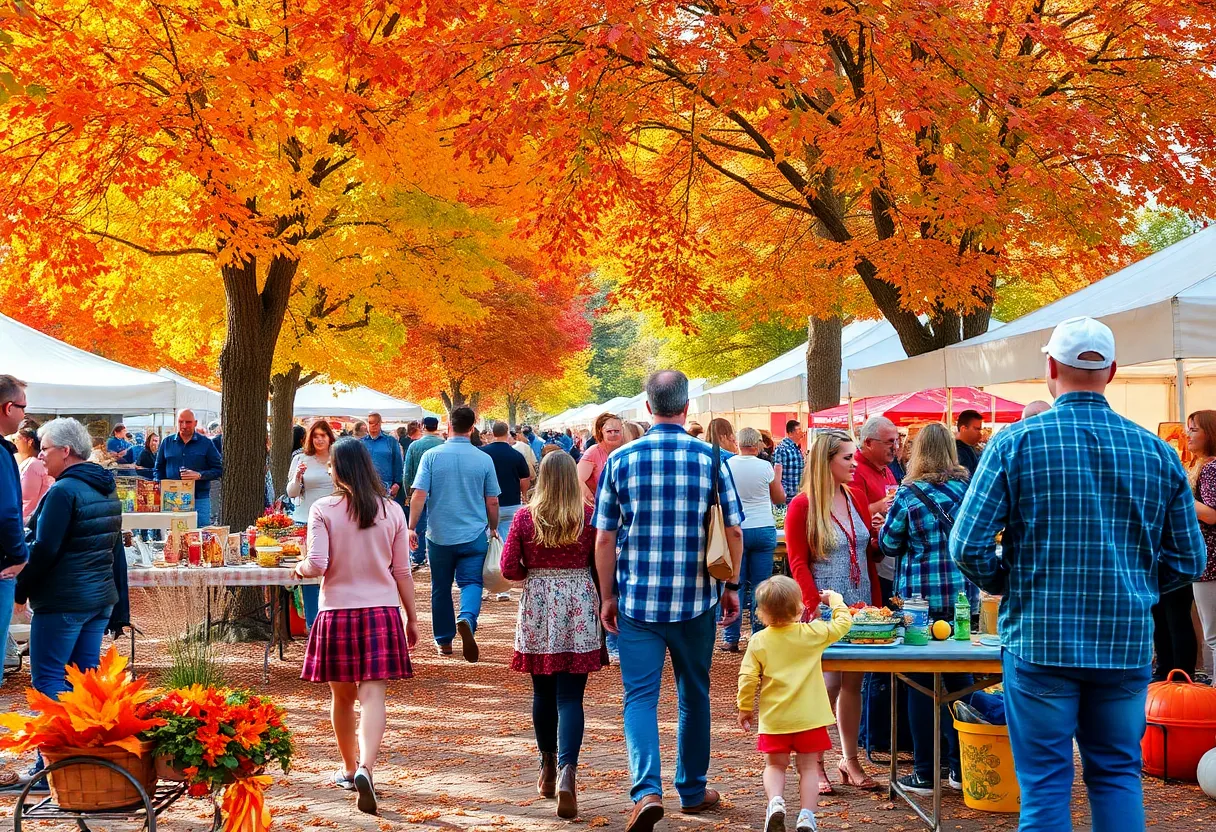 Families enjoying fall festivals in Chattanooga with arts and crafts.