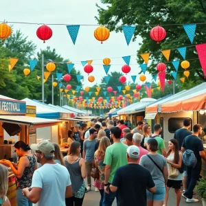 Crowd enjoying food at the Fall Food Truck Rally in Chattanooga