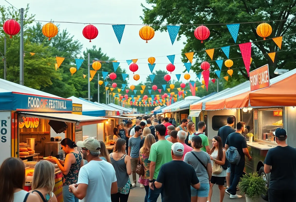 Crowd enjoying food at the Fall Food Truck Rally in Chattanooga