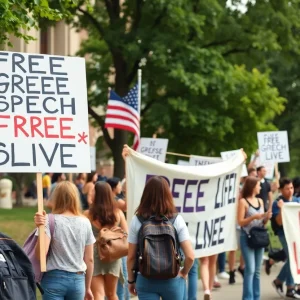 Students protesting for Greek Life rights at UTC