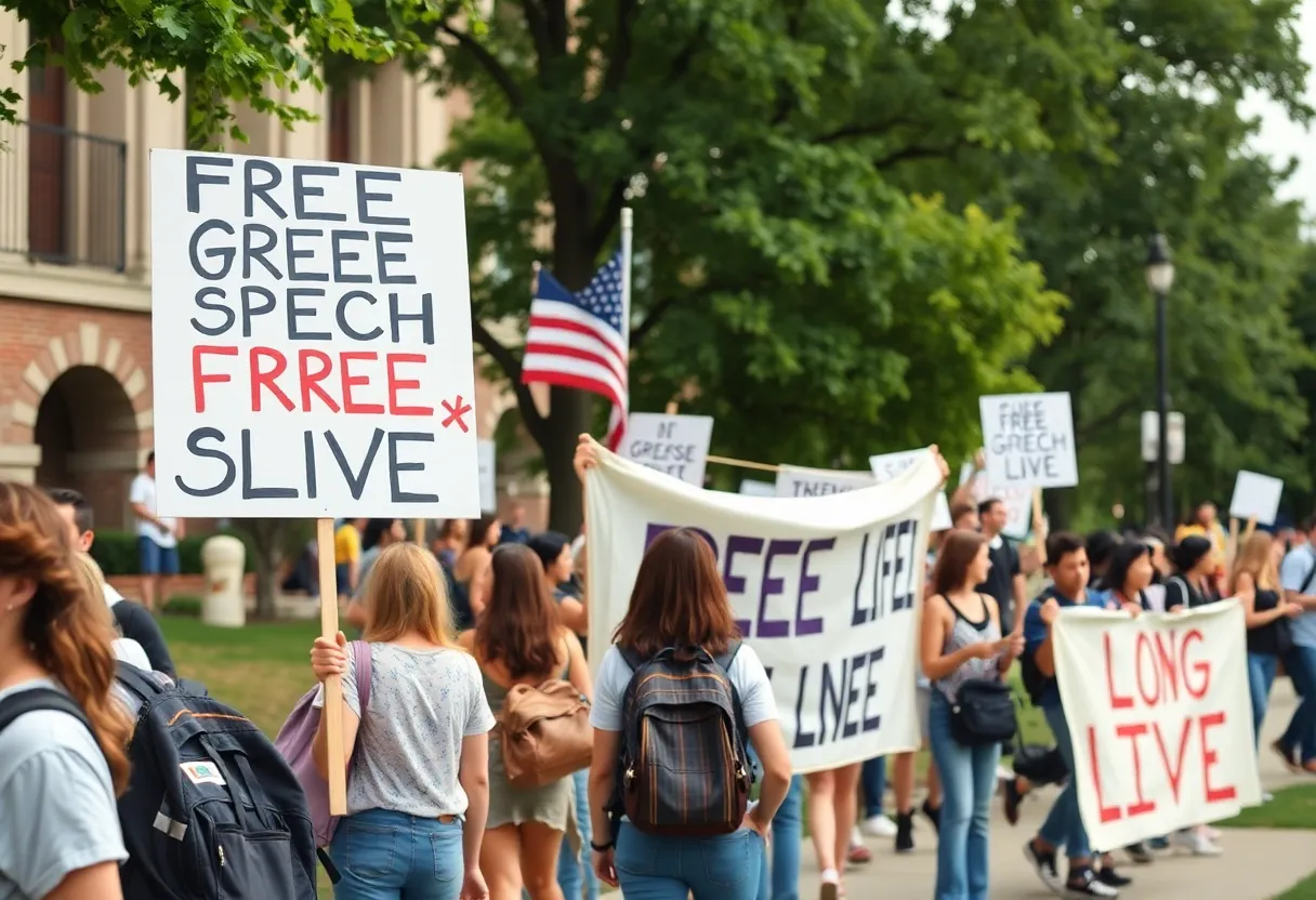 Students protesting for Greek Life rights at UTC