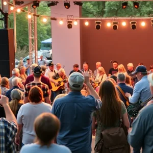 Audience enjoying a bluegrass music event at the IBMA Business Conference in Chattanooga