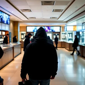 Security features in a jewelry store that highlight recent robbery concerns