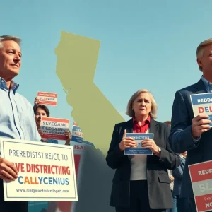 A vibrant political landscape illustrating candidates running in California.