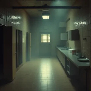 A prison kitchen with security gaps illustrated