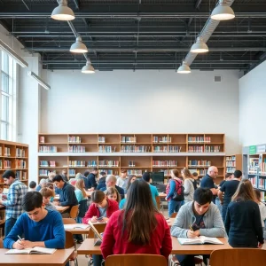 Community members enjoying the library environment in Red Bank